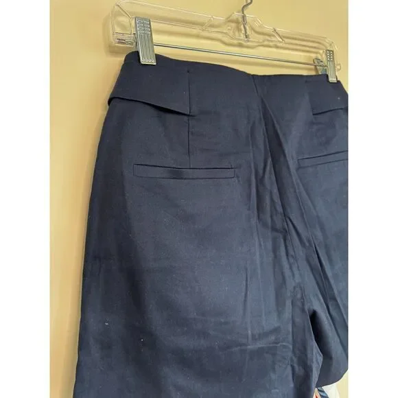 MANGO - High Waisted Navy Blue Women's Shorts with Scarf Belt Size 4 - Picture 2 of 8